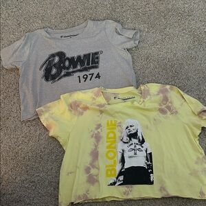 Bowie and Blondie women’s Graphic Tees - Gray and Yellow large and medium